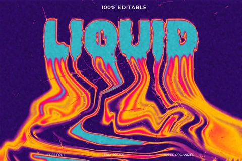 PSD Liquid Metal Melting Lava Lamp Font Style Text Effect