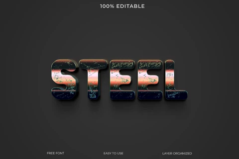 PSD Steel Text Style Effect