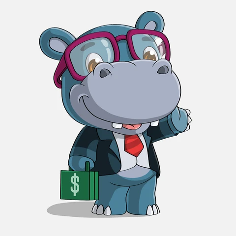 EPS,JPG Cartoon Style Business Hippo Illustration