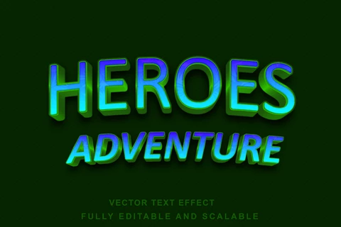 EPS Efeito de estilo de fonte 3d de aventura de heróis