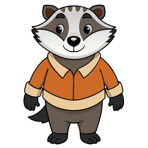 AI,JPG Cartoon Character Illustration of a Raccoon