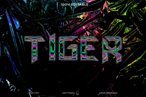 PSD Efecto de texto con estilo de fuente Tigre