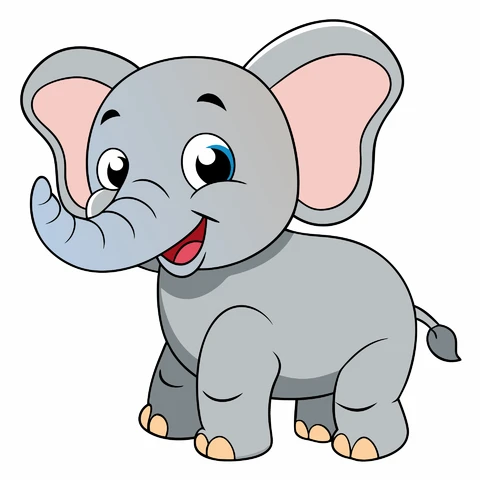 AI,JPG Cartoon Style Elephant Illustration