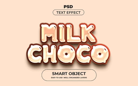 PSD Milk Choco Glass Text Effect