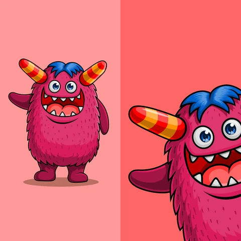 EPS,JPG Colorful Cartoon Monster Illustration