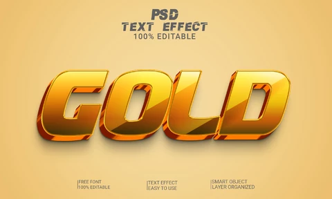 PSD ゴールドラグジュアリー3Dフォントスタイル効果