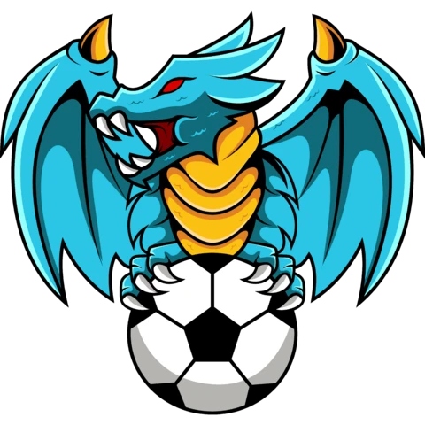 SVG, PNG Logotipo de mascota con dragón y balón de fútbol