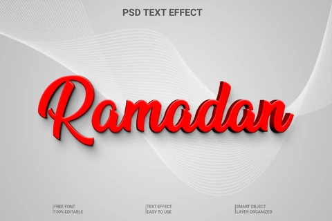PSD Ramadán elegante efecto 3d estilo de fuente