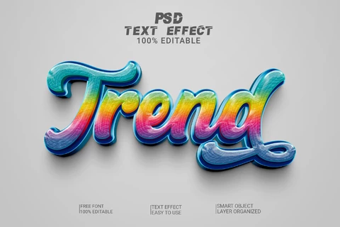 PSD Trend college multicolor 3d text effect