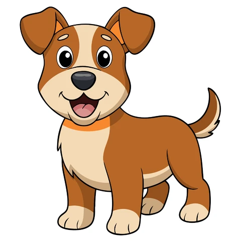 AI,JPG Cartoon Style Happy Dog Illustration