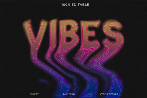 PSD Efecto de texto con estilo de fuente Vibes