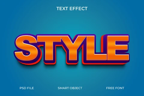 PSD Efeito de texto retrô 3d com sombras