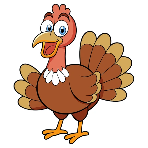 AI,JPG Cartoon Style Turkey Character Illustration