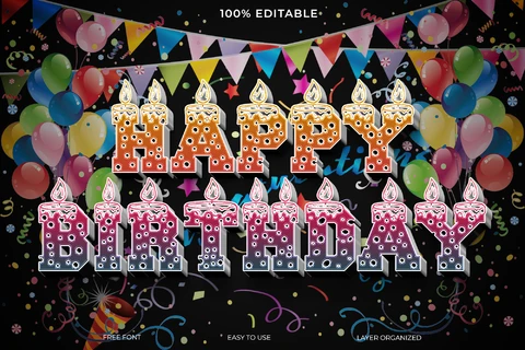 PSD Efecto de estilo de texto Feliz cumpleaños