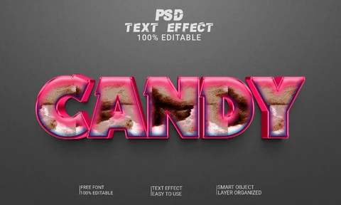 PSD Candy Pattern 3D Font Style Effect