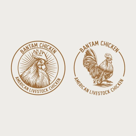 EPS,JPG Vintage Circular Chicken Logo Design