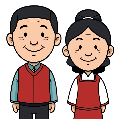 AI,JPG Personagens de desenho animado em trajes tradicionais
