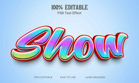 PSD Show Vintage Rainbow 3D Text Effect