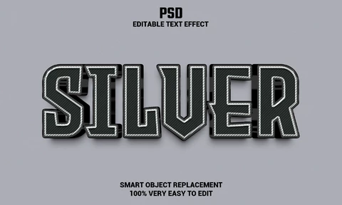 PSD Efeito de texto prateado