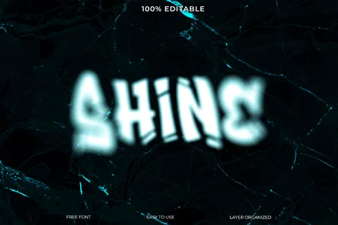 PSD Efecto de texto estilo graffiti brillante