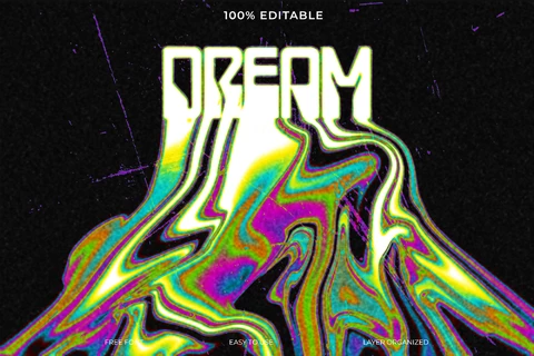 PSD Dream Psychedelic Acid Trip Font Style Text Effect