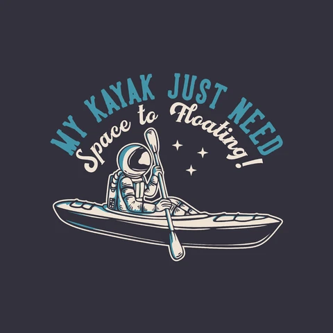 EPS,JPG Vintage Astronaut Kayaking Illustration