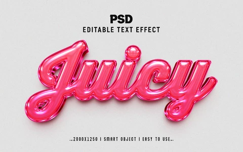 PSD Efeito de texto 3d rosa brilhante e suculento