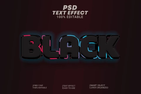 PSD Black Gamer Tuning Neon Light 3D Text Effect