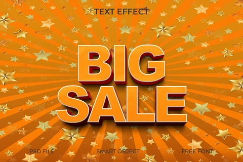 PSD 3D Bold Text Effect with Starburst Background