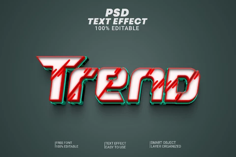 PSD Trend Technologic White Red 3D Text Effect