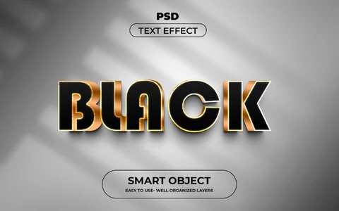 PSD Black Shadow Golden 3D Text Effect