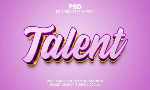 PSD Talento rosa y oro 3d efecto de texto