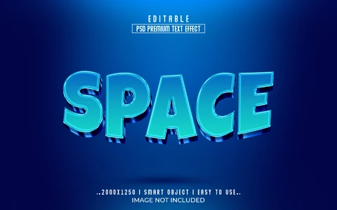 PSD Efecto texto 3d espacio azul