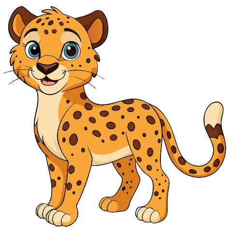 AI, JPG Personaggio leopardo carino in stile cartone animato