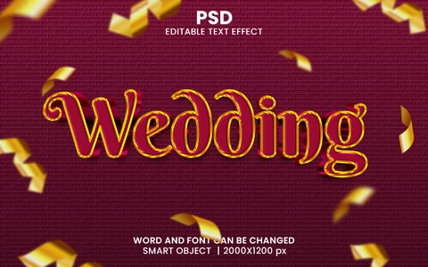 PSD Wedding Party 3D Text Effect