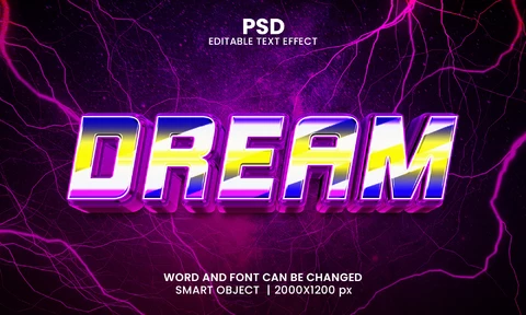 PSD Sueño tormenta galaxia 3d efecto de texto