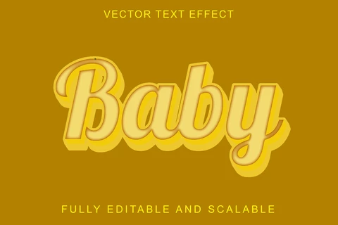 EPS Baby Vintage Yellow Font Style Effect