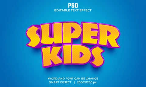 PSD Super Kids 3D Text Effect