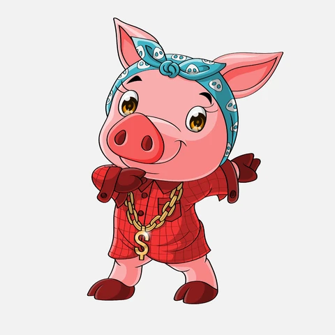 EPS,JPG Cartoon Pig Character in Hip Hop Style