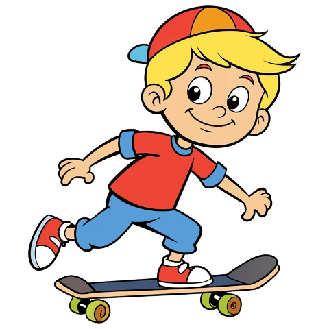 AI,JPG Personnage de style bande dessinée faisant du skateboard