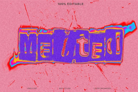 PSD Melted Grunge Pink Purple Font Style Text Effect