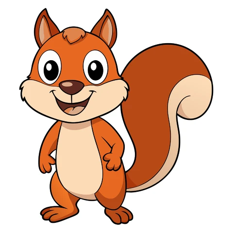 AI,JPG Illustrazione del personaggio dello scoiattolo dei cartoni animati
