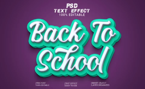 PSD Back To School 3D Font Style Effect