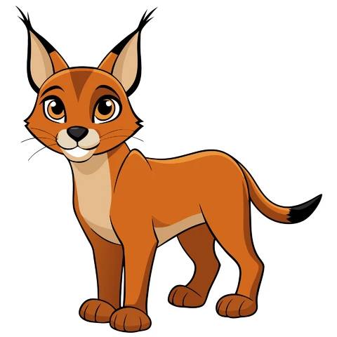 AI,JPG Cartoon Style Lynx Character Illustration