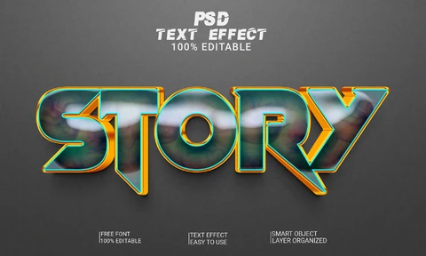 PSD Story heavy metal 3d font style effect