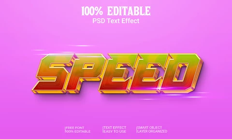 PSD Speed metal gold italique 3d text effect