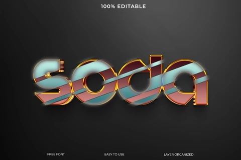 PSD Soda 3d estilo de fuente efecto de texto