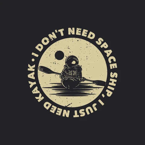EPS,JPG Vintage Retro Kayaking Space Theme