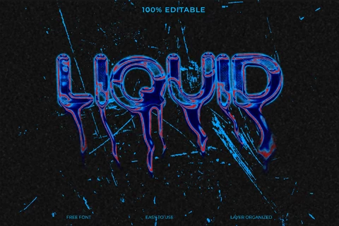 PSD Liquid Destroy Trash Blue Font Style Text Effect