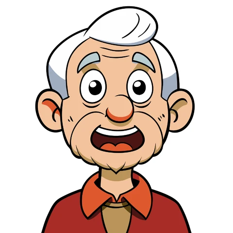 AI,JPG Cartoon Character Illustration of An Elderly Man